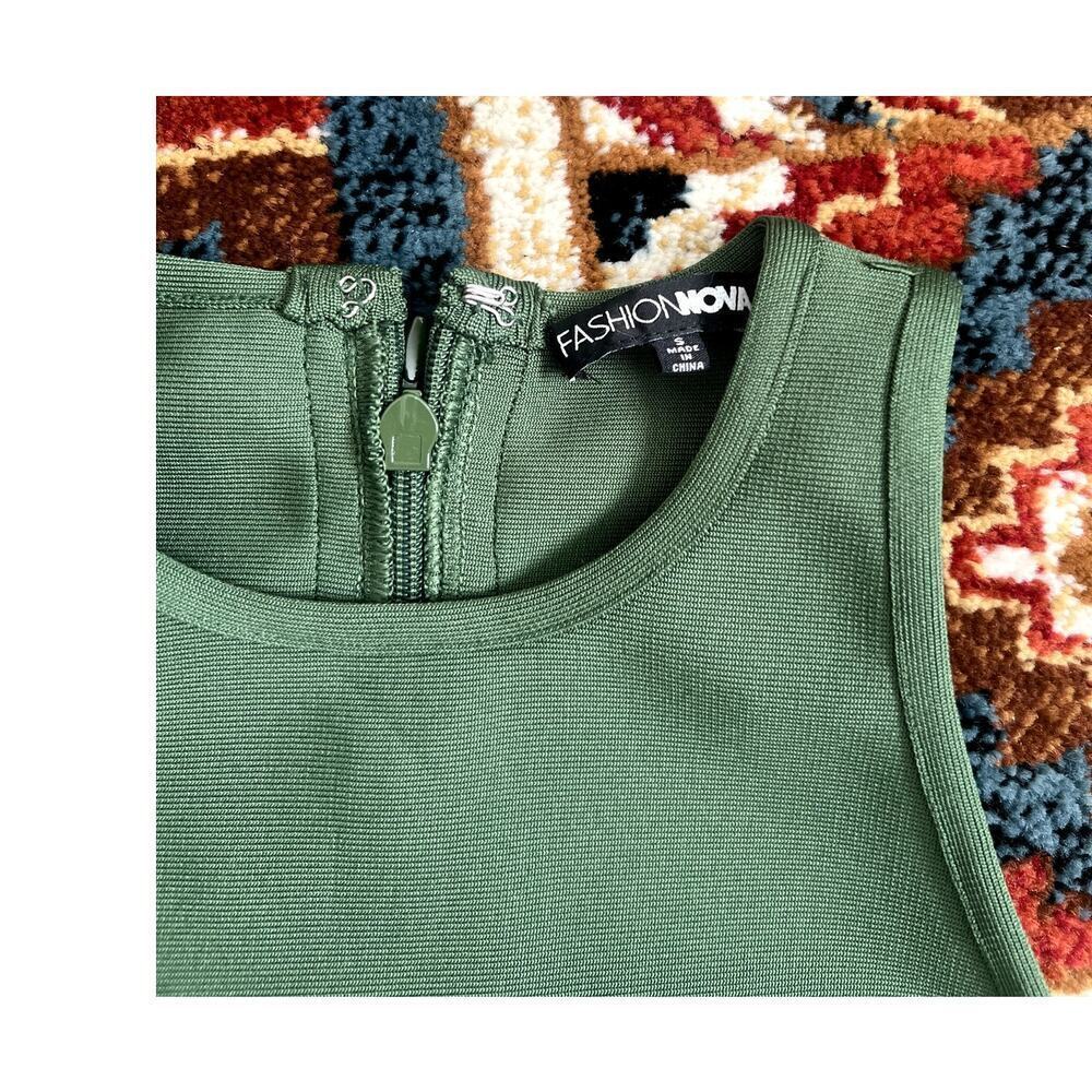 Fashion Nova Green Sleeveless Pierce Bandage Mini Dress Size Small - Picture 4 of 6